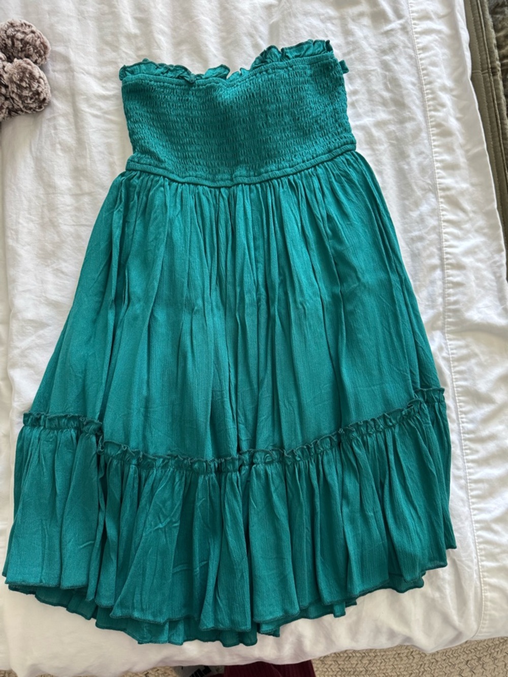 Strapless Teal Ruffled Sundress - Picture 2 of 2